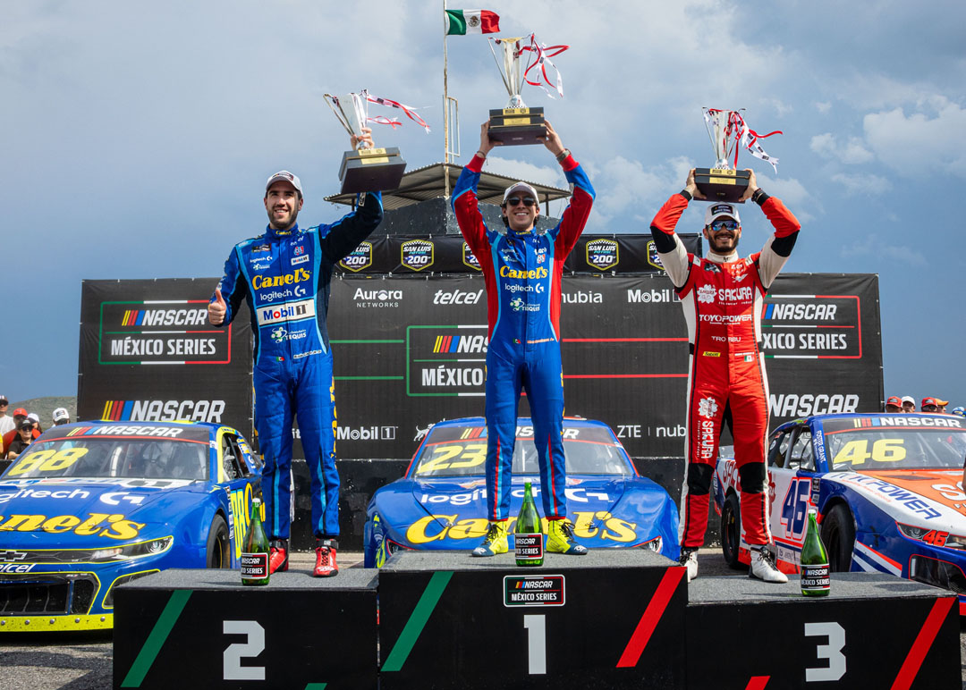 GARCIA-GUTIÉRREZ-VENCES PODIO NASCAR MÉXICO